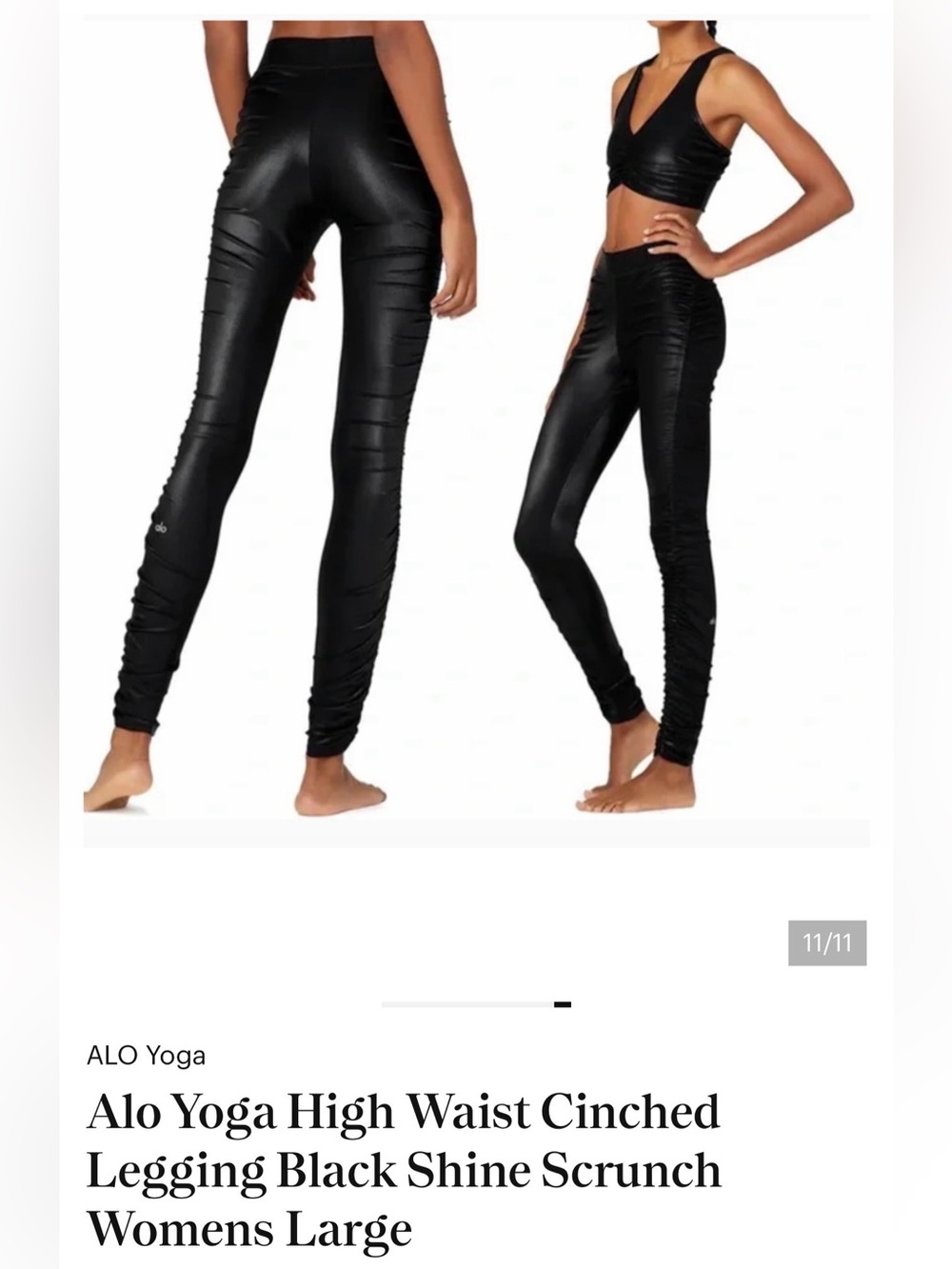 ALO Yoga Black Shiny Cinched Leggings